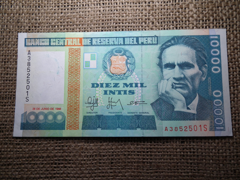 Peru 10000 intis 1988 , UNC , C1