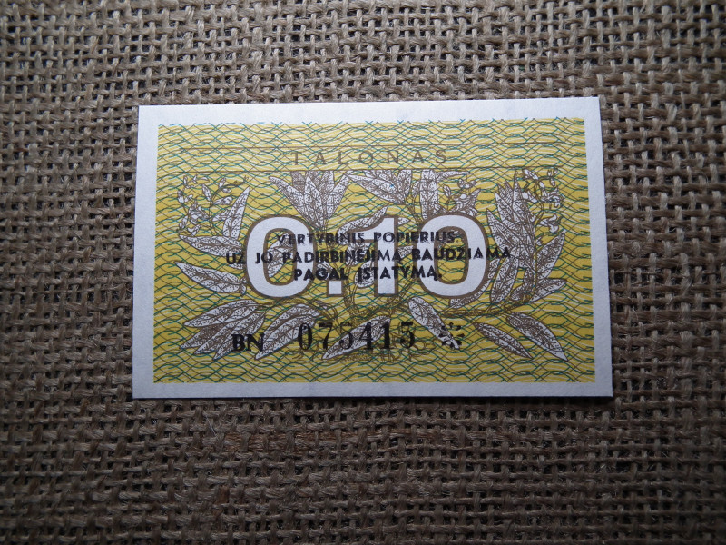 Litvánia 0,10 Talonas 1991 , UNC , C1