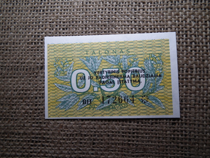 Litvánia 0,50 Talonas 1991 , UNC ,C1