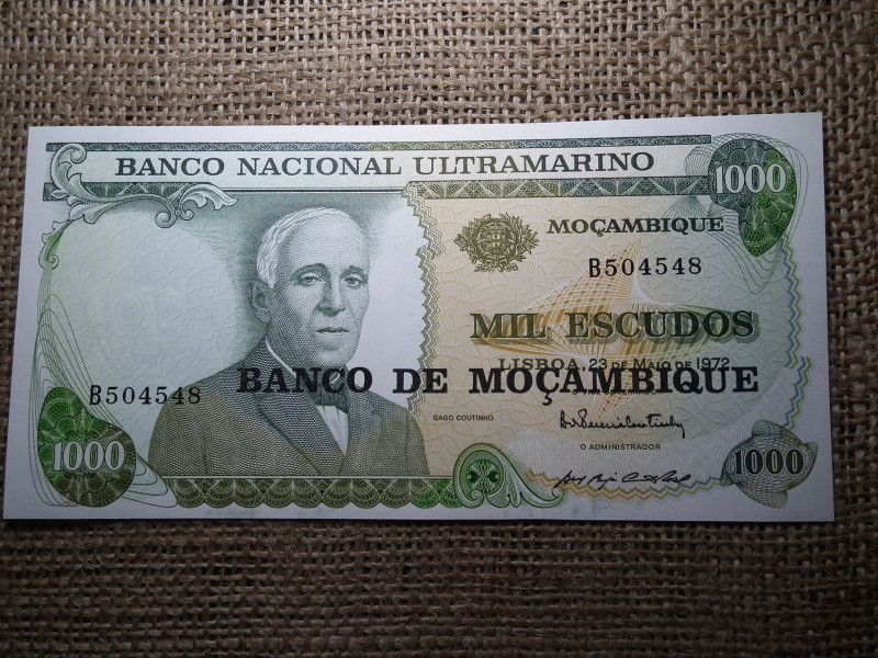 Mozambik 1000 escudos 1972  UNC , Banco de Moçambique Overprint , C1 