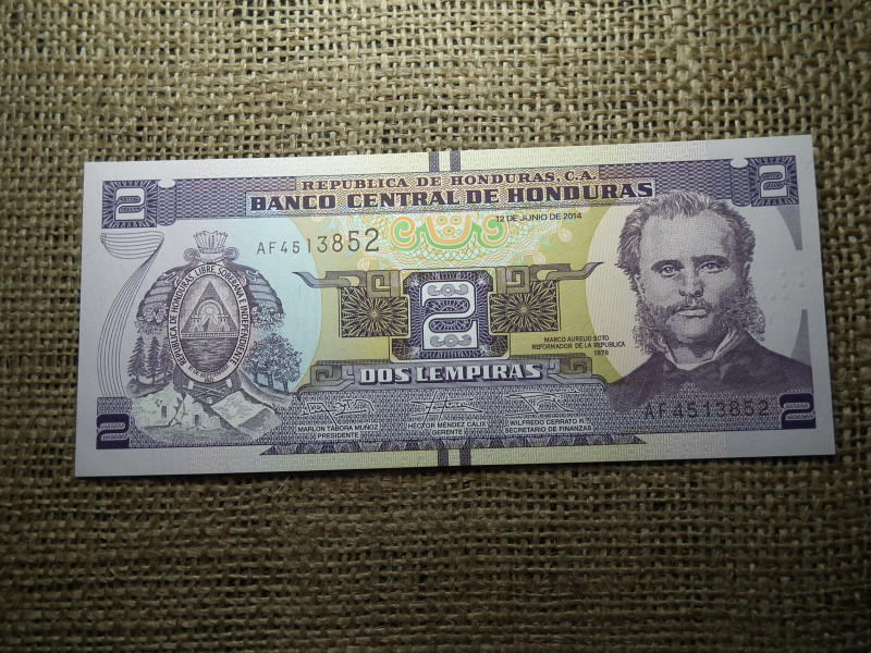 Honduras 2 lempiras 2014 , UNC , C1