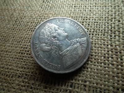 Frankfurt , Németország , ezüst 2 tallér 1866 , Vereinsthaler ! Brossként Ritka 