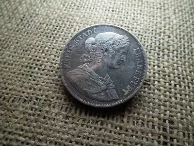 Frankfurt , Németország , ezüst 2 tallér 1866 , Vereinsthaler ! Brossként Ritka 