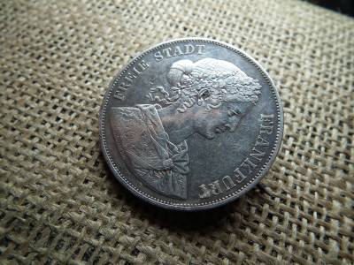 Frankfurt , Németország , ezüst 2 tallér 1866 , Vereinsthaler ! Brossként Ritka 