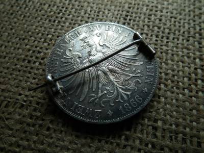Frankfurt , Németország , ezüst 2 tallér 1866 , Vereinsthaler ! Brossként Ritka 