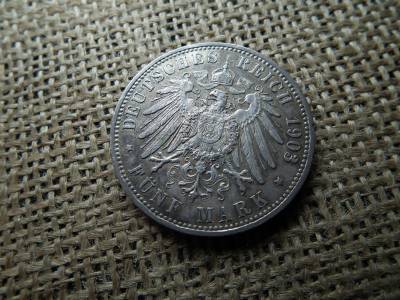 Porosz , ezüst 5 márka 1903 A , mark 