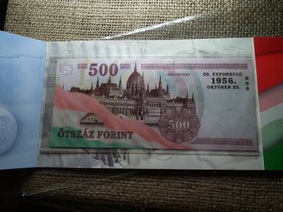 1956 - 2006 50 Forint 2006 elsőnapi veret bliszter + 500 Forint 2006 UNC bankjegy , alacsonyabb sorszám 