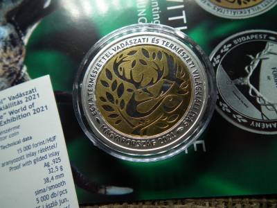 Vadászati Világkiállítás ezüst 15000 forint 2021 PP - certi + prospektus