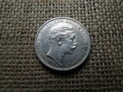 Porosz , Ezüst 3 márka 1909 A II. Vilmos