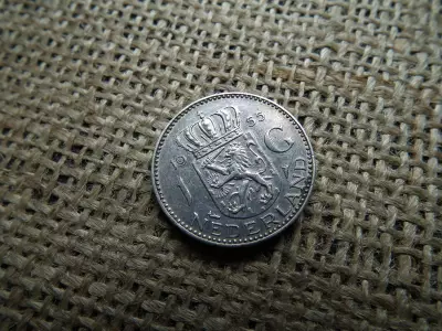 Hollandia , ezüst 1 gulden 1955
