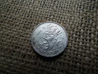 Hollandia , ezüst 1 gulden 1956