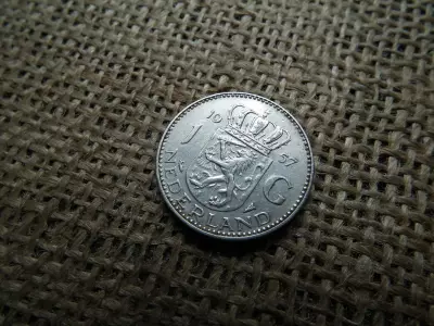 Hollandia , ezüst 1 gulden 1957