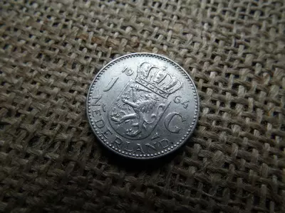 Hollandia , ezüst 1 gulden 1964