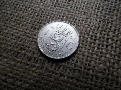 Hollandia , ezüst 1 gulden 1966