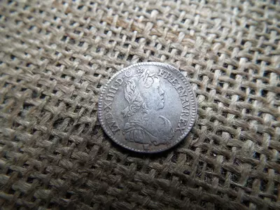 Franciaország , ezüst 1/12 Ecu 1659 ,  with long wick - Louis XIV
