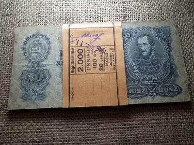 20 pengő 1930 , 10 db , eredeti banki kötegelőben ! RR ! Magyar Nemzeti Bank ! 