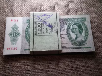 10 pengő 1936 , 20 db nagyon szép , eredeti banki kötegelőben ! RR ! Magyar Nemzeti Bank 