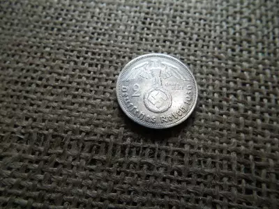 Birodalmi , ezüst 2 márka 1936 G , Horogkeresztes 