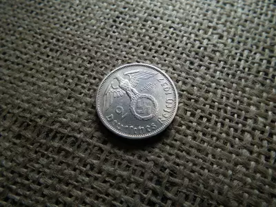 Birodalmi , ezüst 2 márka 1937 F , Horogkeresztes 