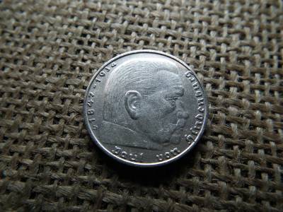 Birodalmi , ezüst 2 márka 1937 D , Horogkeresztes 