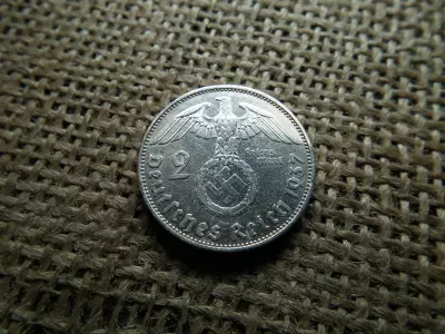 Birodalmi , ezüst 2 márka 1937 E , Horogkeresztes 