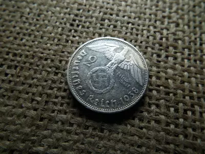 Birodalmi , ezüst 2 márka 1938 E , Horogkeresztes 