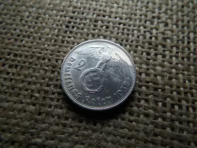 Birodalmi , ezüst 2 márka 1938 F , Horogkeresztes 