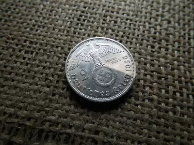 Birodalmi , ezüst 2 márka 1938 D , Horogkeresztes 