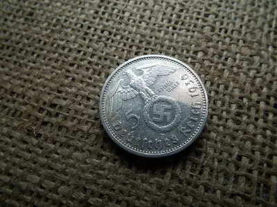 Birodalmi , ezüst 5 márka 1936 G , Horogkeresztes 