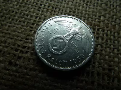 Birodalmi , ezüst 5 márka 1938 F  , Horogkeresztes 