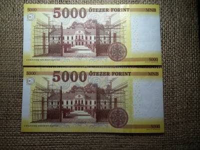 5000 forint  2017 BB , UNC , 2 db sorszámkövető 