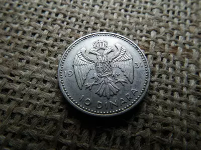 Jugoszlávia ezüst 10 dinara 1931 , dinár , Londoni verde 