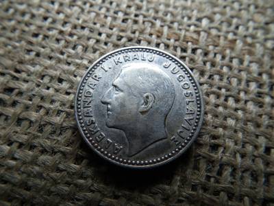 Jugoszlávia ezüst 10 dinara 1931 , dinár , Londoni verde 