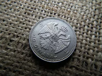 Jugoszlávia ezüst 10 dinara 1931 , dinár , Párizsi verde 