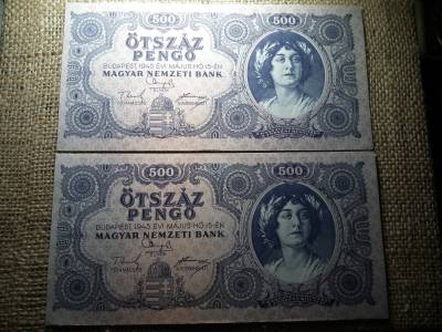 500 pengő 1945 , 2 db sorszámkövető , nagyon szép 