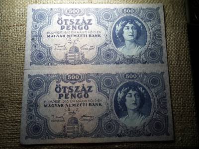 500 pengő 1945 , 2 db sorszámkövető , nagyon szép 