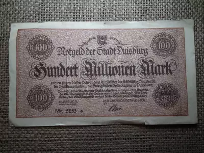 100 millió márka 1923 Duisburg , hundert millionen mark 