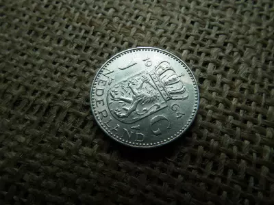 Hollandia , ezüst 1 gulden 1964