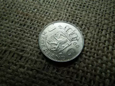 Hollandia , ezüst 1 gulden 1966