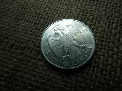 Jugoszlávia , ezüst 50 dinara 1938 , dinár 