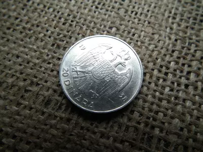 Jugoszlávia , ezüst 20 dinara 1938 , dinár 