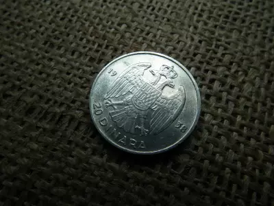Jugoszlávia , ezüst 20 dinara 1938 , dinár 