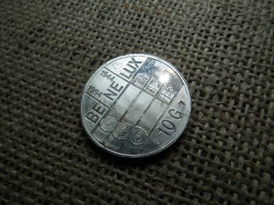 Hollandia , ezüst 10 gulden 1994 , Beatrix BE-NE-LUX szerződés