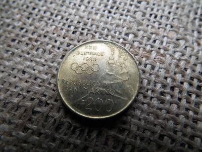 San Marino 200 lira 1980  , lire , líra , birkózás 