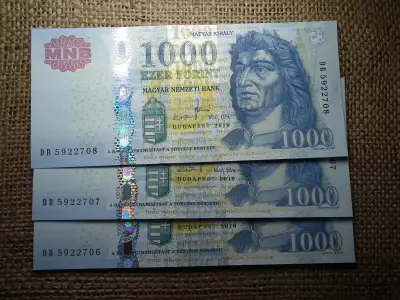 1000 forint 2010 DB , UNC , 3 db sorszámkövető 