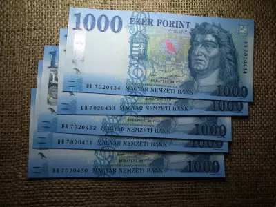 1000 forint 2017 DB , UNC , 5 db sorszámkövető 