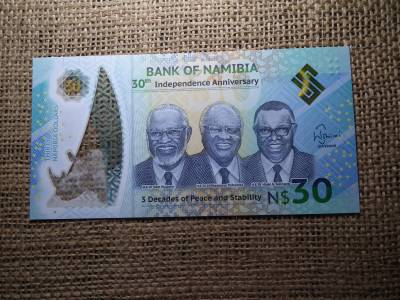 Namíbia 30 dollars 2020 , dollár , UNC , C1 Namíbia 30 dollars 2020 , dollár , UNC , C1