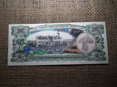 Új Zéland , Chatham Islands 3 dollars 2001 UNC , C1 Új Zéland , Chatham Islands 3 dollars 2001 UNC , C1