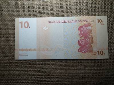 Kongó 10 francs 2003 UNC , C1 Kongó 10 francs 2003 UNC , C1
