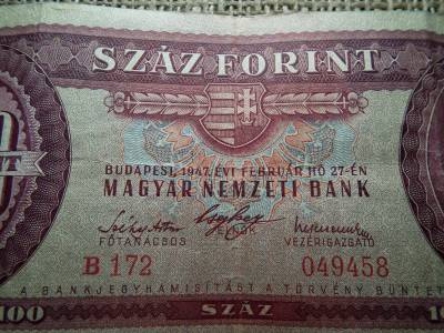 100 forint 1947 , nagyon szép , erős papír , ritka 